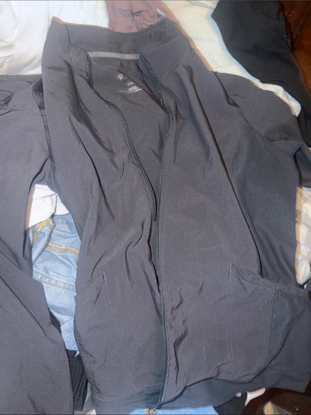 Lightweight Charcoal Gray Zip-Front Shirt Jacket